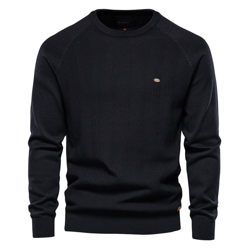 Casual Solid Color Raglan Sleeve Sweater - SharpDuds.com