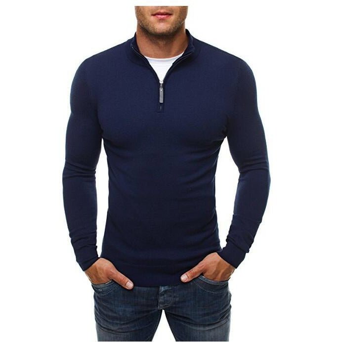 Casual Solid Color Turtleneck Knitted Sweater - SharpDuds.com