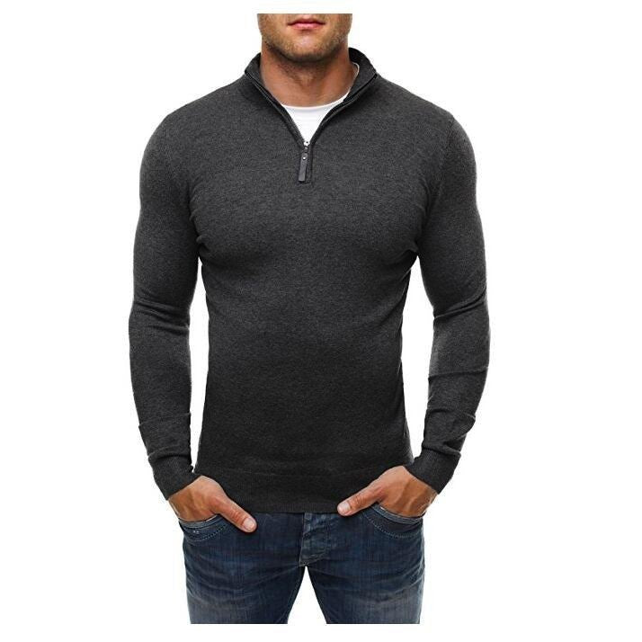 Casual Solid Color Turtleneck Knitted Sweater - SharpDuds.com