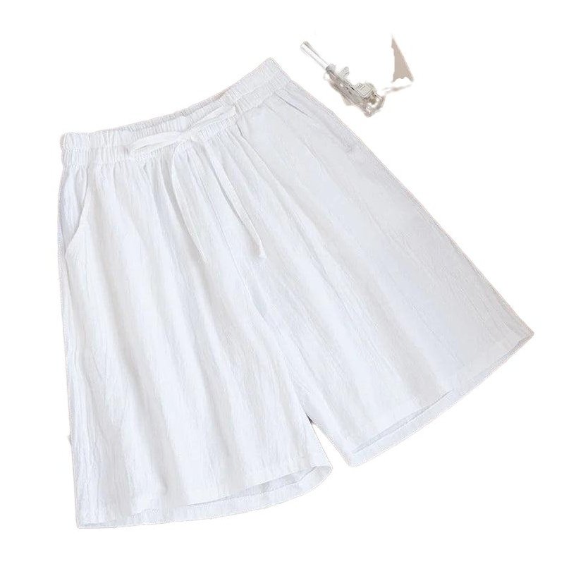 Casual Solid Cotton High Waist Linen Shorts - SharpDuds.com