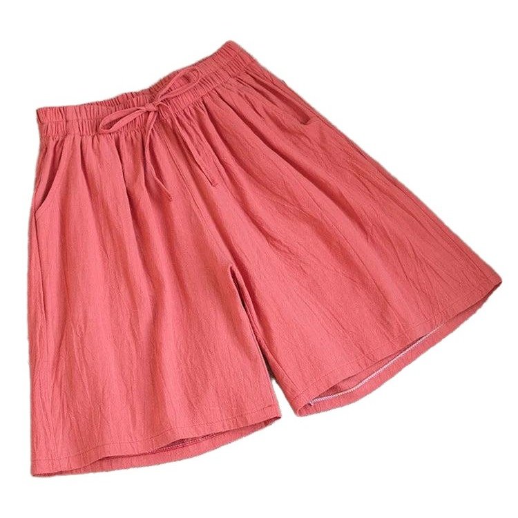 Casual Solid Cotton High Waist Linen Shorts - SharpDuds.com