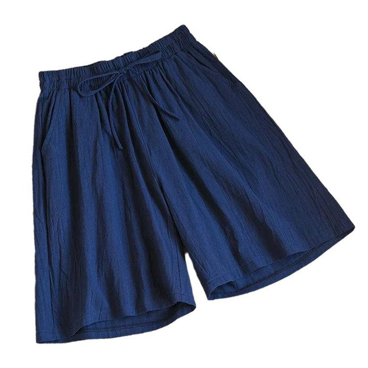 Casual Solid Cotton High Waist Linen Shorts - SharpDuds.com