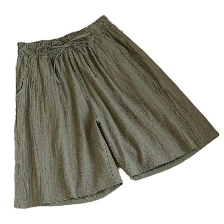 Casual Solid Cotton High Waist Linen Shorts - SharpDuds.com