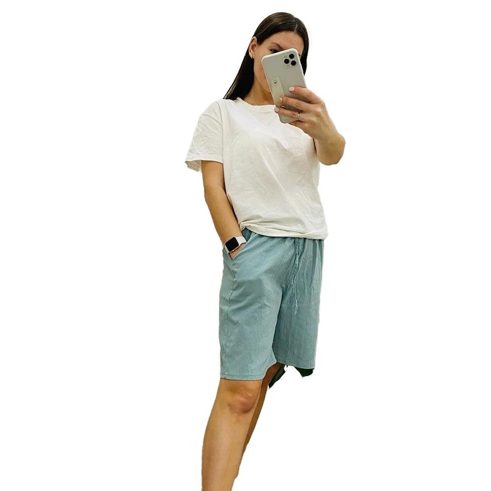 Casual Solid Cotton High Waist Linen Shorts - SharpDuds.com