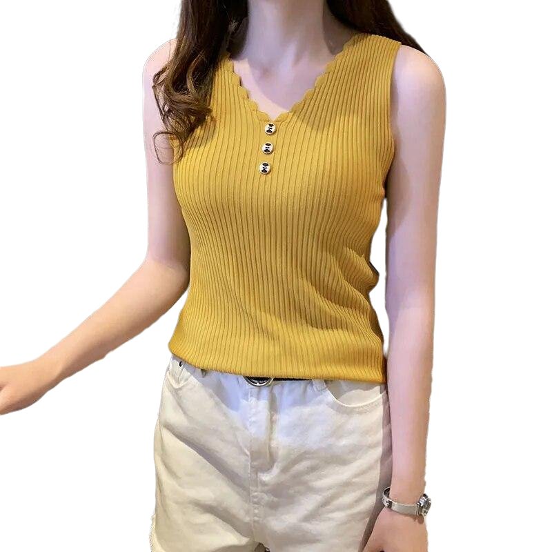 Casual V-Neck Vest Knitted Fashion Sleeveless Tee - SharpDuds.com