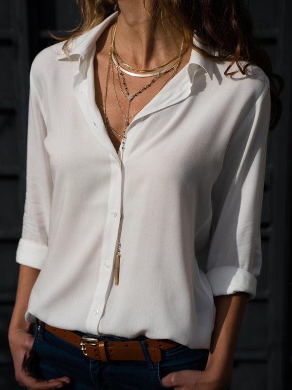 Chic Lapel Collar Self Design Polyester Shirt - SharpDuds