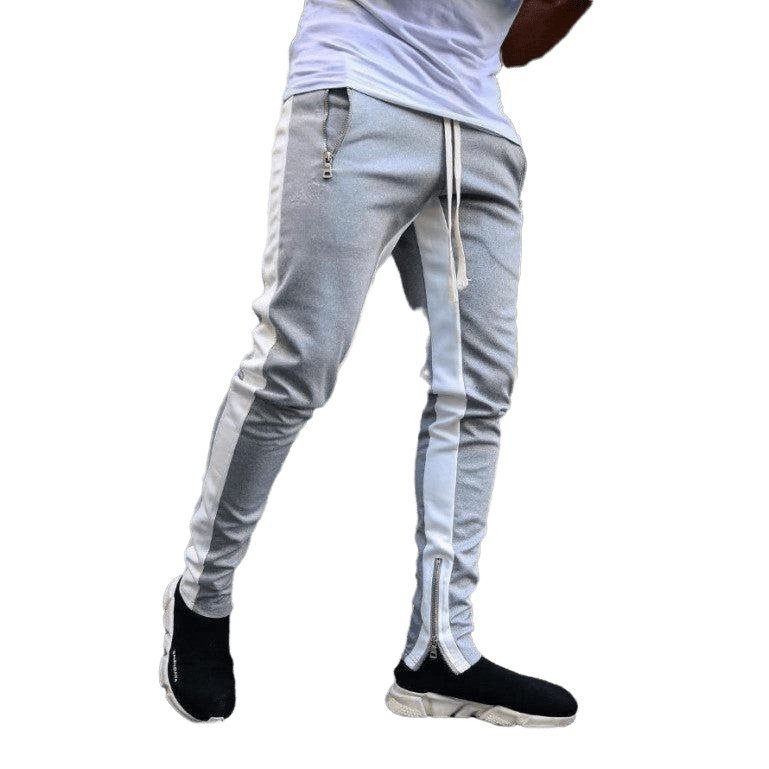 Color-Block Double-Pocket Multi-Zipper Sports Pants - SharpDuds.com