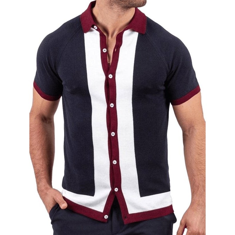 Color Contrast Short Sleeve Shirt - SharpDuds.com