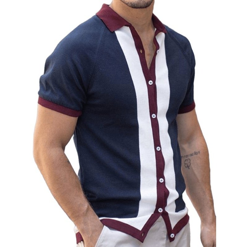 Color Contrast Short Sleeve Shirt - SharpDuds.com