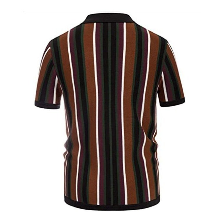 Color Contrast Stripe Short Sleeve Shirt - SharpDuds.com