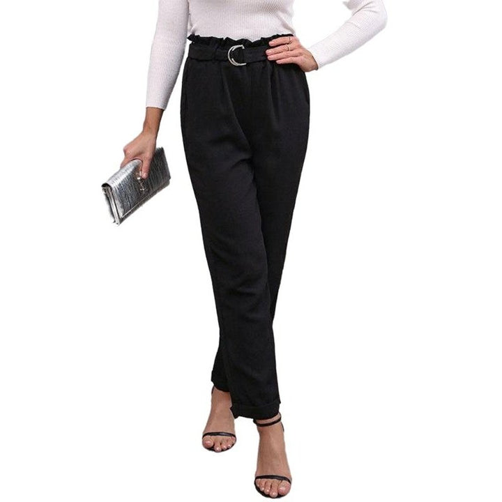 Commuter Style Lace-up Nine-Point Elastic Pants - SharpDuds.com