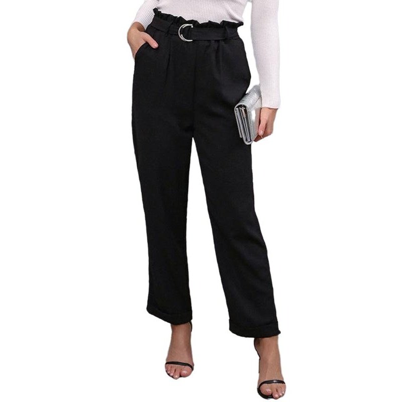 Commuter Style Lace-up Nine-Point Elastic Pants - SharpDuds.com