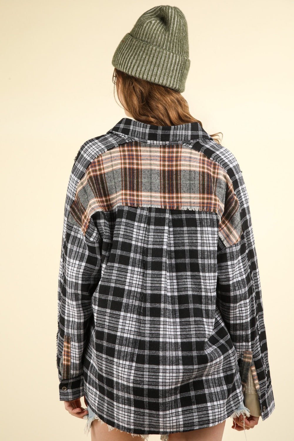 Contrast Plaid Raw Detail Shirt - SharpDuds