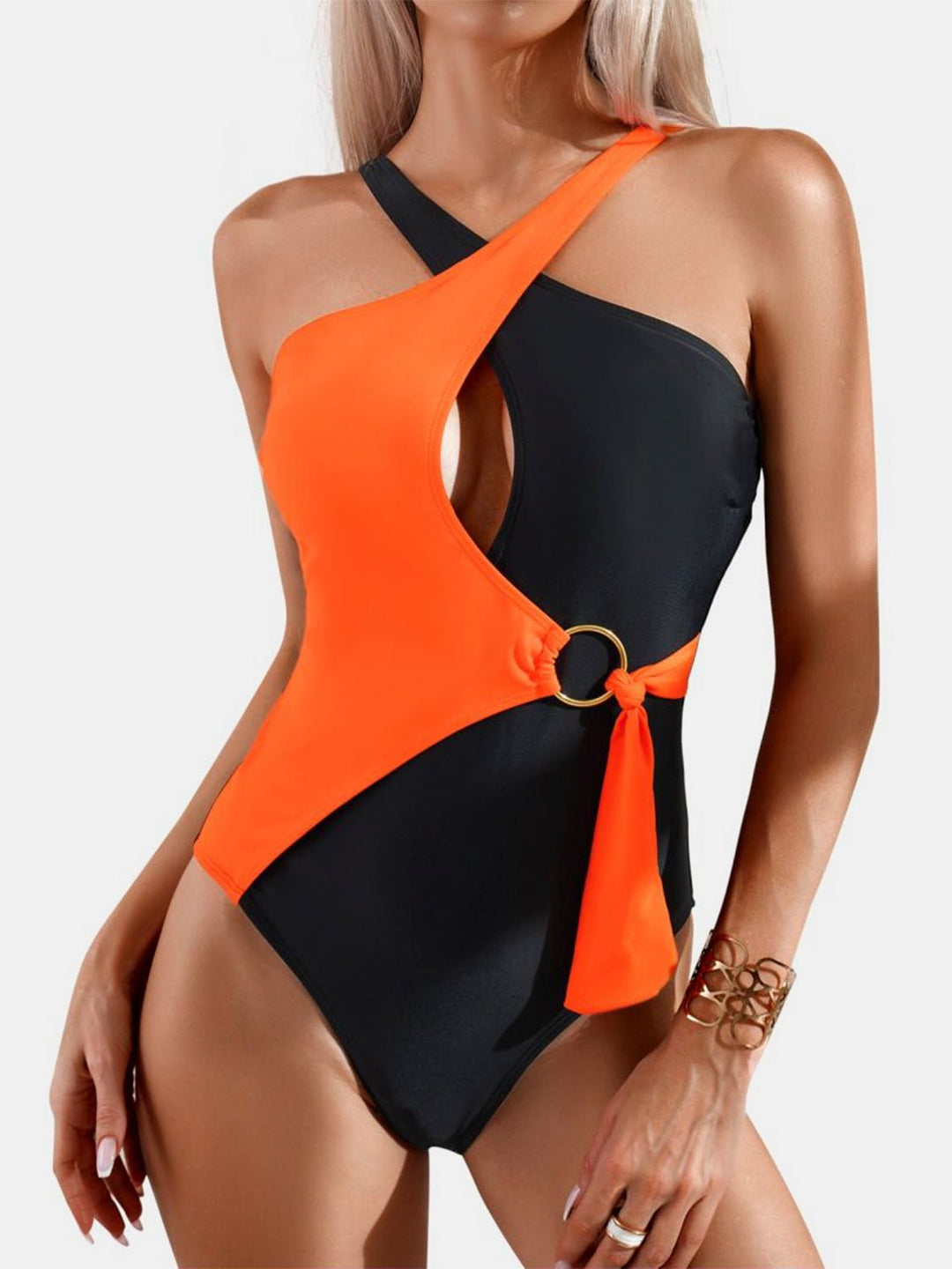 Contrast Sleeveless One - Piece Swimwear - SharpDuds