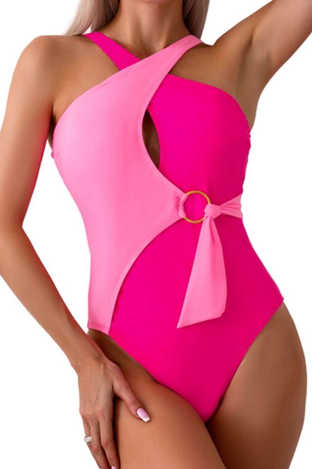 Contrast Sleeveless One - Piece Swimwear - SharpDuds