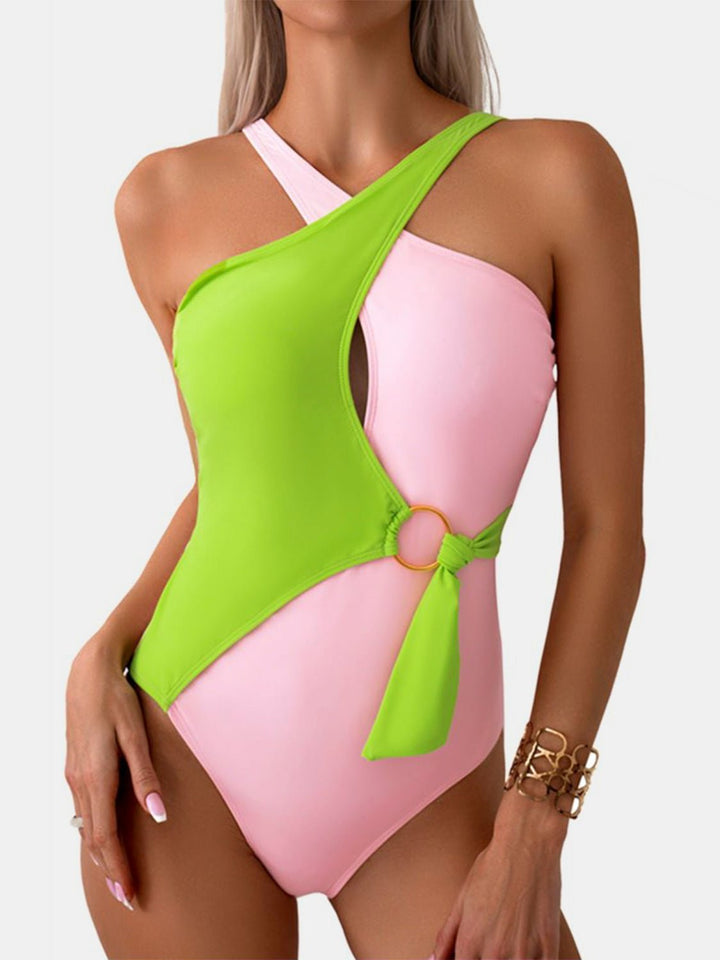 Contrast Sleeveless One - Piece Swimwear - SharpDuds