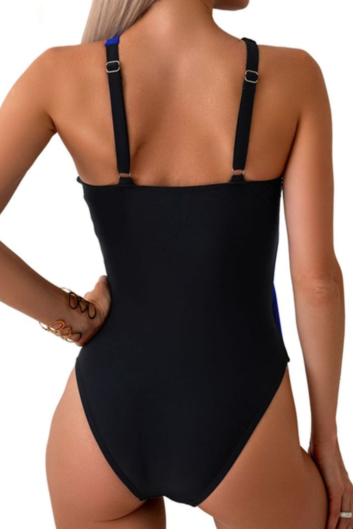 Contrast Sleeveless One - Piece Swimwear - SharpDuds