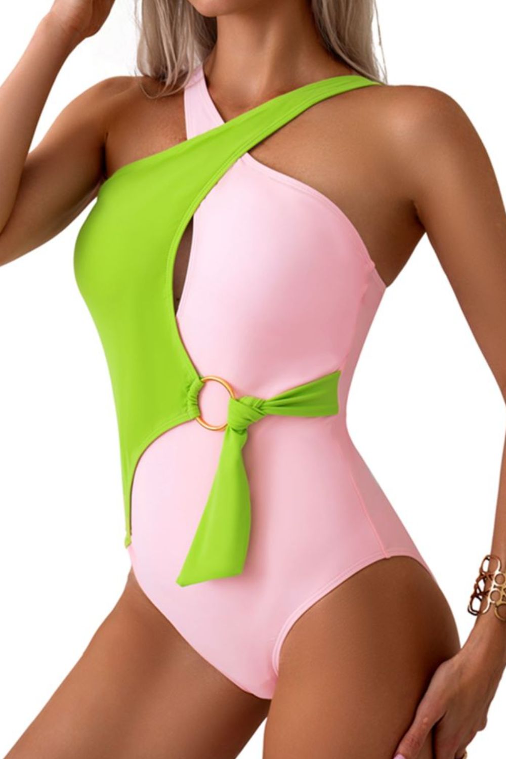 Contrast Sleeveless One - Piece Swimwear - SharpDuds