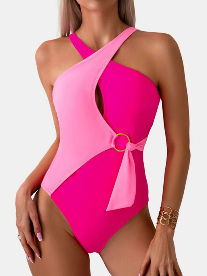 Contrast Sleeveless One - Piece Swimwear - SharpDuds