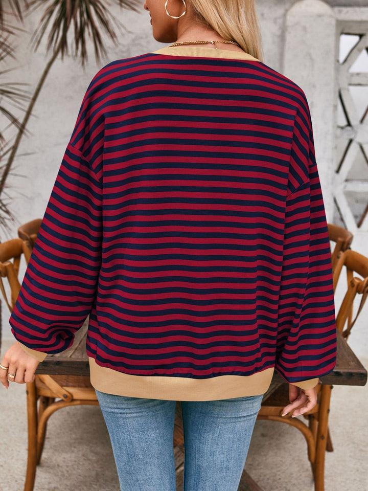 Contrast Striped Long Sleeve Sweatshirt - SharpDuds