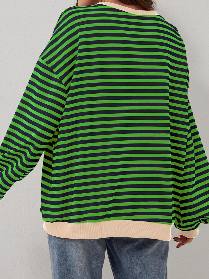 Contrast Striped Long Sleeve Sweatshirt - SharpDuds