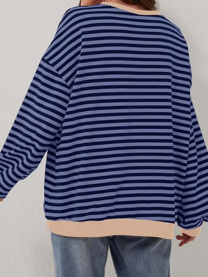 Contrast Striped Long Sleeve Sweatshirt - SharpDuds