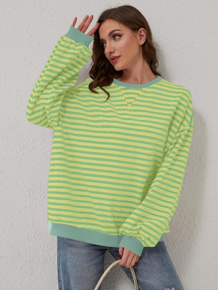 Contrast Striped Long Sleeve Sweatshirt - SharpDuds