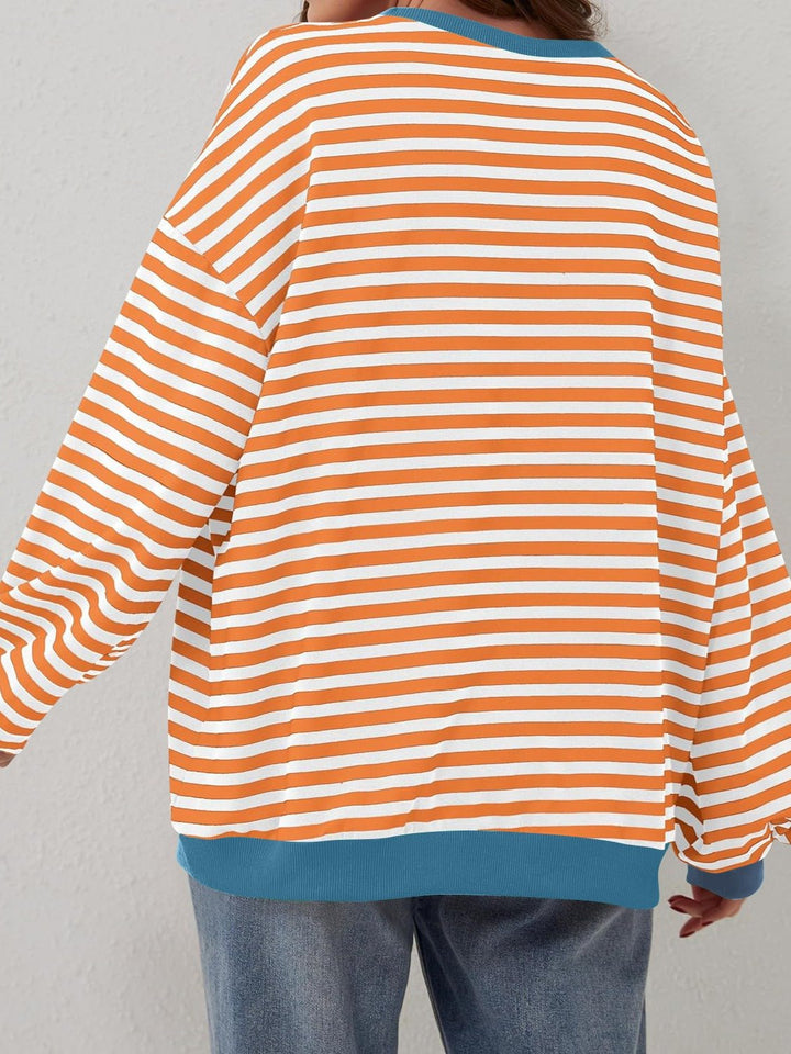 Contrast Striped Long Sleeve Sweatshirt - SharpDuds