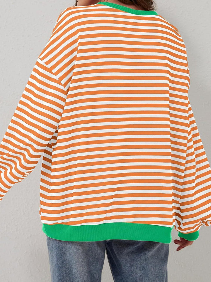 Contrast Striped Long Sleeve Sweatshirt - SharpDuds