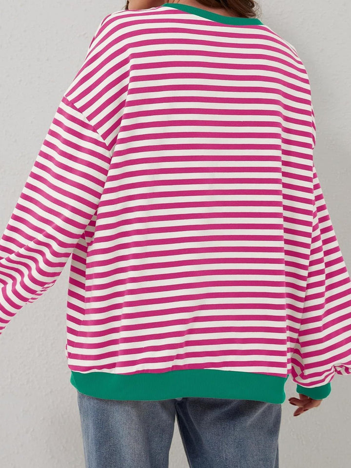 Contrast Striped Long Sleeve Sweatshirt - SharpDuds