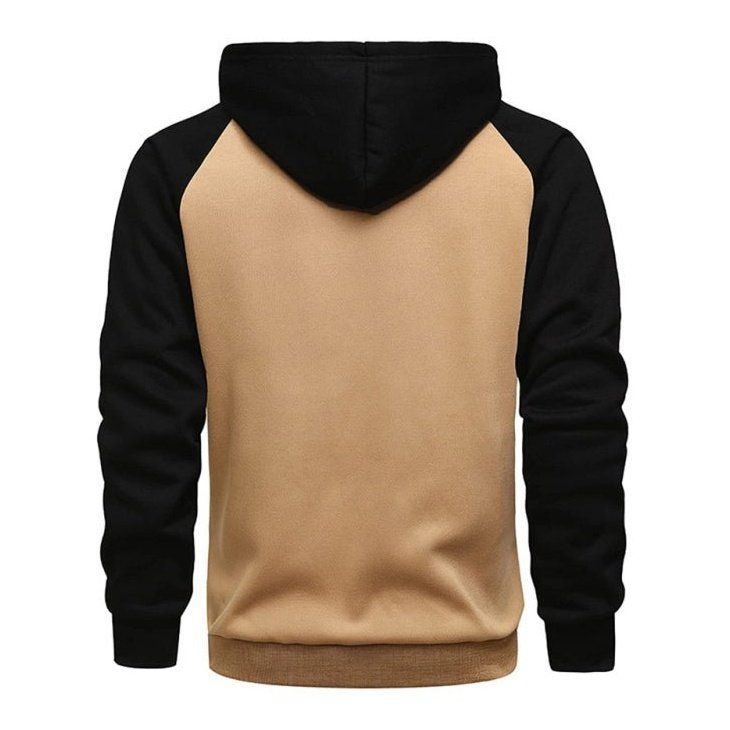 Contrasting Color Zipper Cardigan Plus Fleece Hoodie - SharpDuds.com