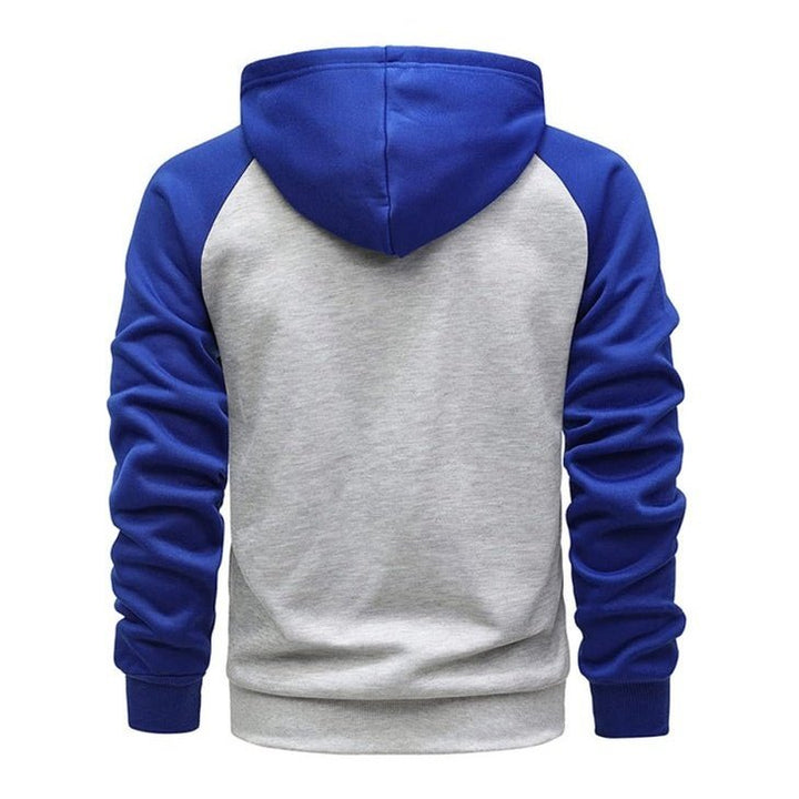 Contrasting Color Zipper Cardigan Plus Fleece Hoodie - SharpDuds.com