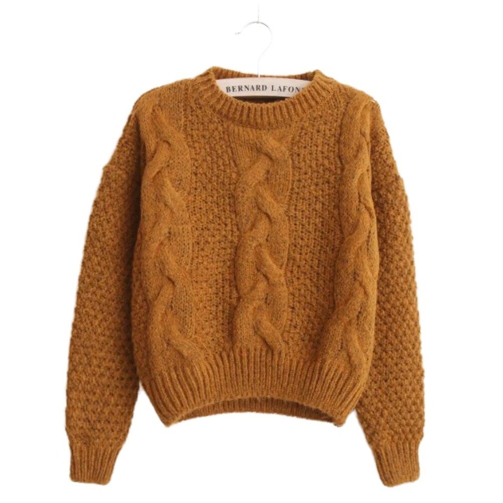 Crewneck Twist Pull Knitted Sweaters - SharpDuds.com