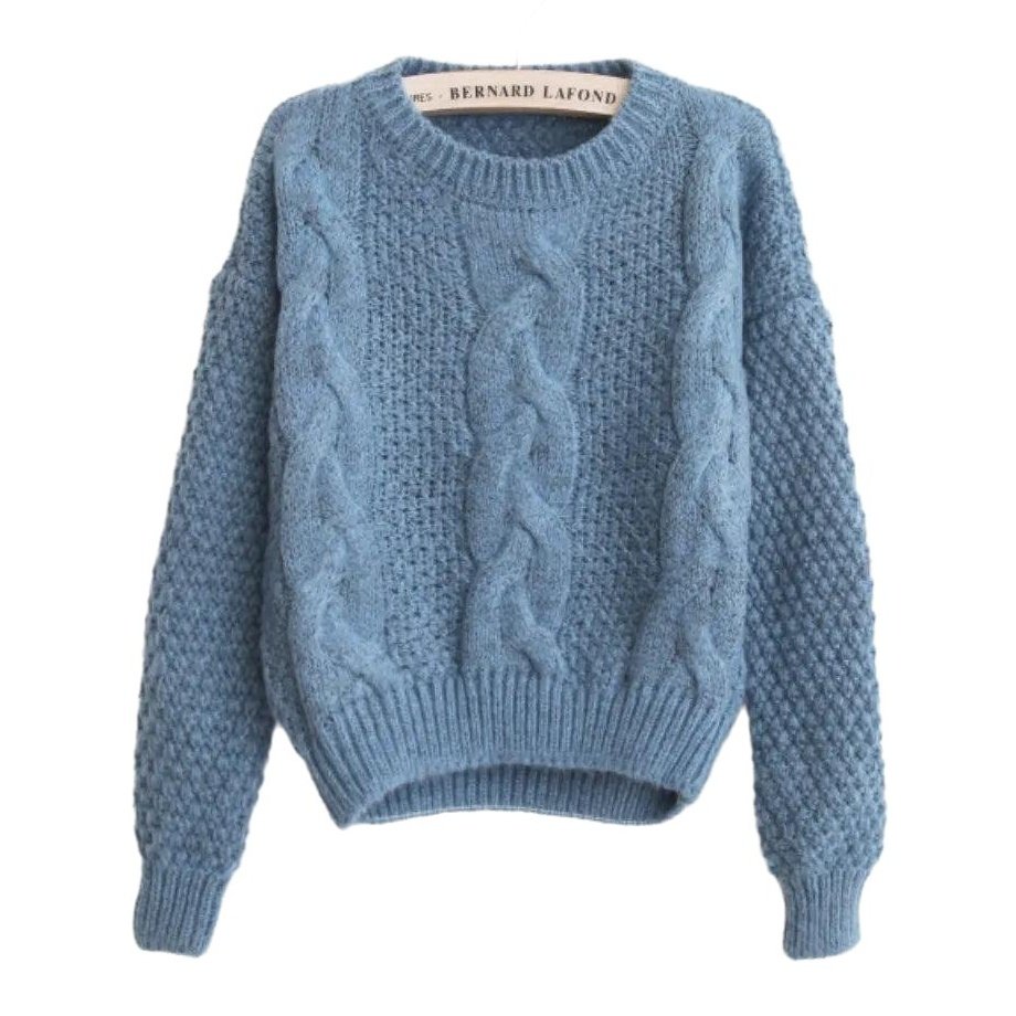 Crewneck Twist Pull Knitted Sweaters - SharpDuds.com