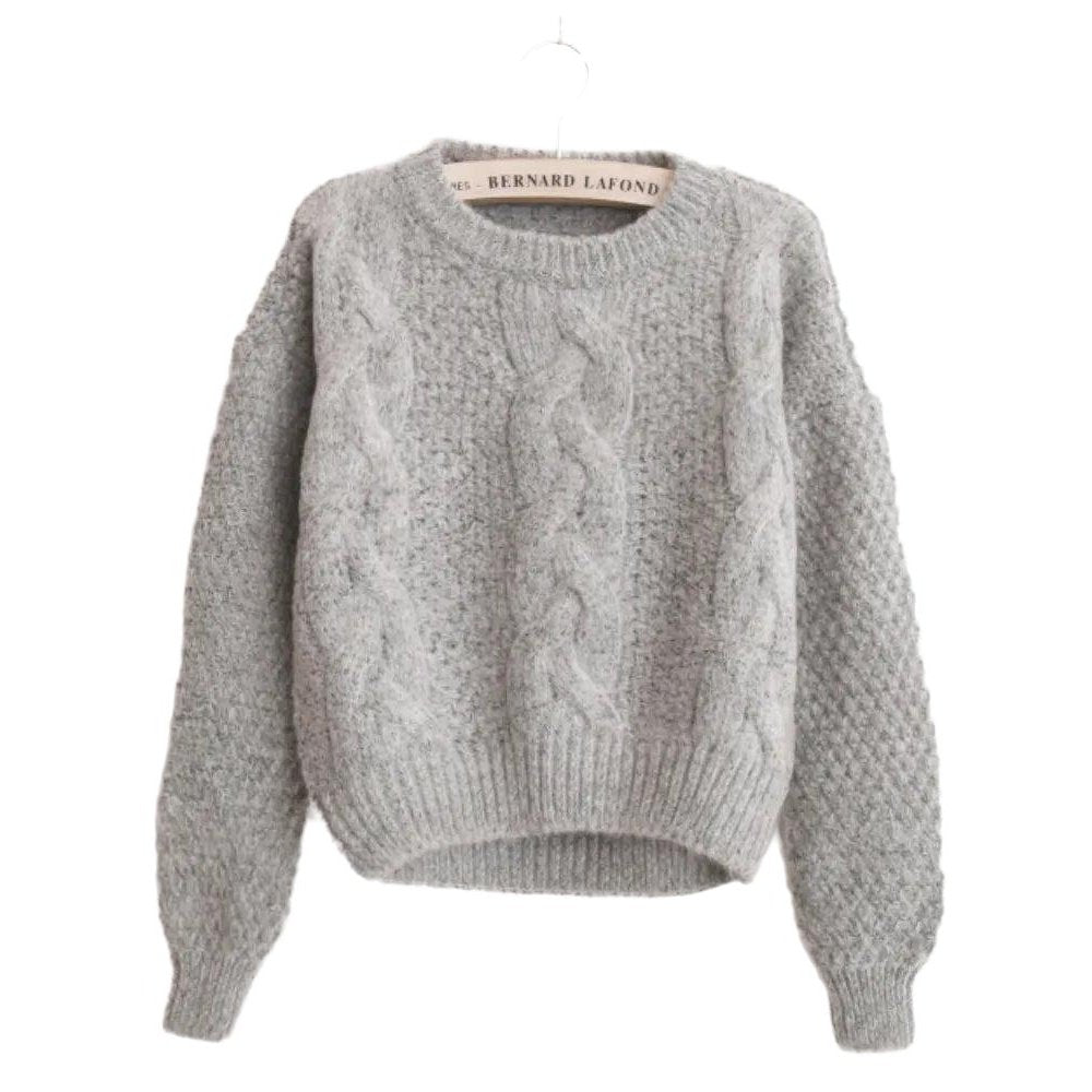 Crewneck Twist Pull Knitted Sweaters - SharpDuds.com