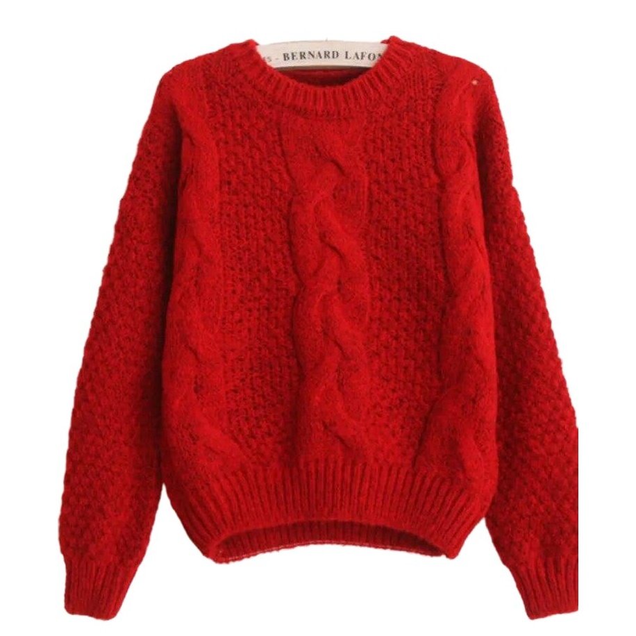 Crewneck Twist Pull Knitted Sweaters - SharpDuds.com