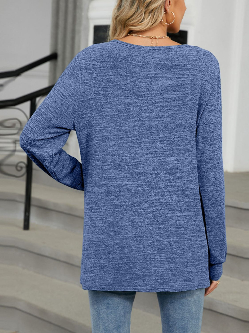 Cutout Round Neck Long Sleeve T - Shirt - SharpDuds