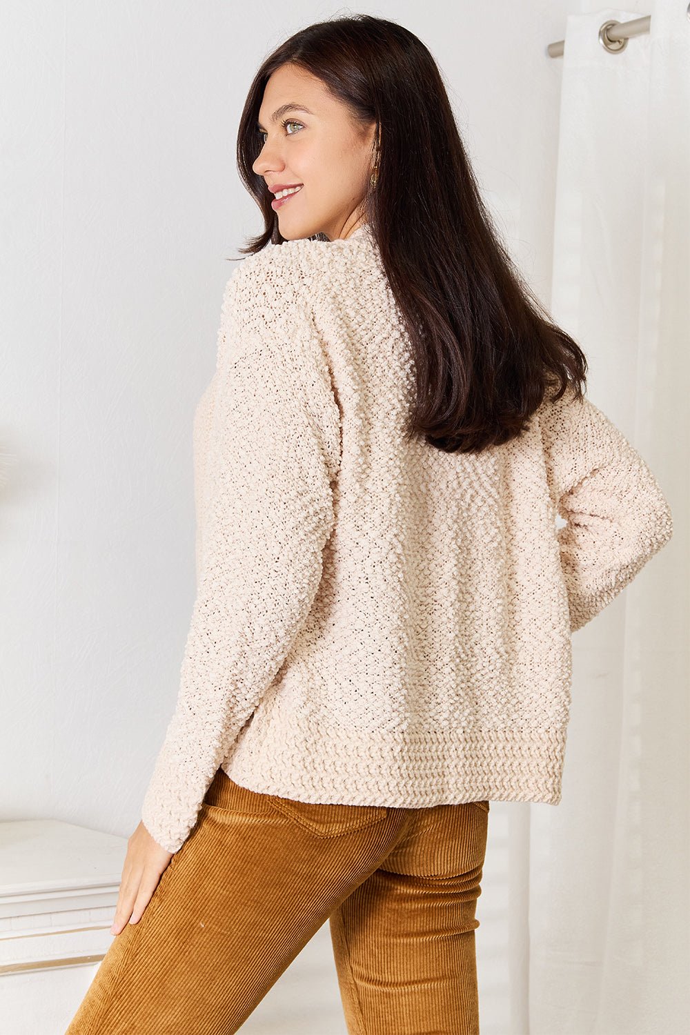 Double Take Open Front Long Sleeve Cardigan - SharpDuds