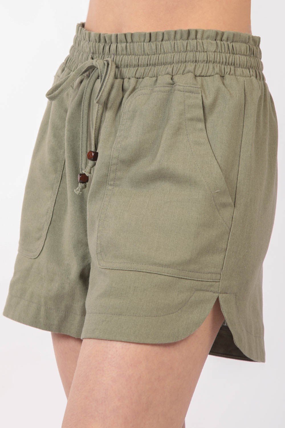 Drawstring Elastic Waist Linen Shorts - SharpDuds