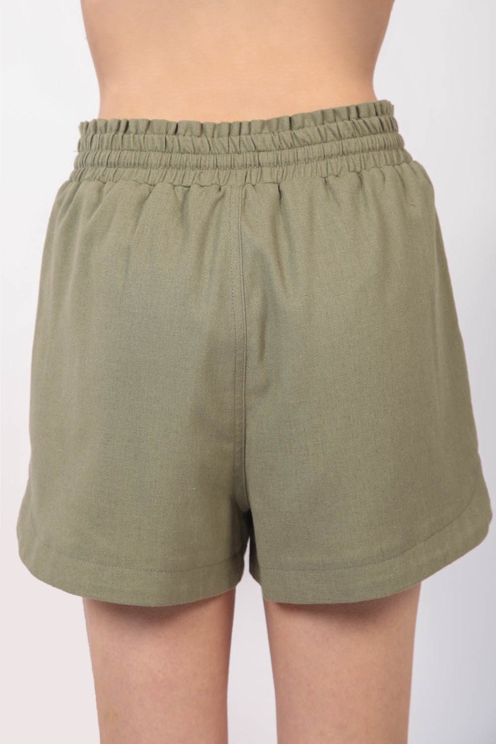 Drawstring Elastic Waist Linen Shorts - SharpDuds