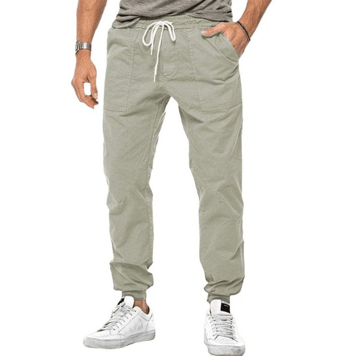 Drawstring Waist Solid Color Cargo Pants - SharpDuds.com