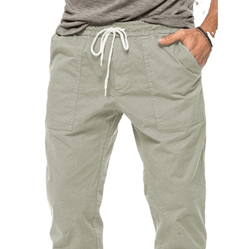 Drawstring Waist Solid Color Cargo Pants - SharpDuds.com