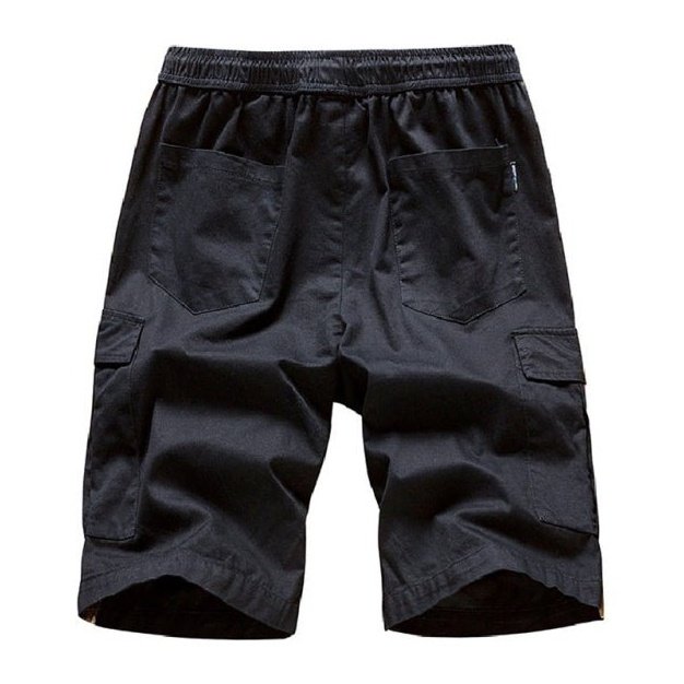 Elastic Waist Drawstring Pocket Cargo Shorts - SharpDuds.com