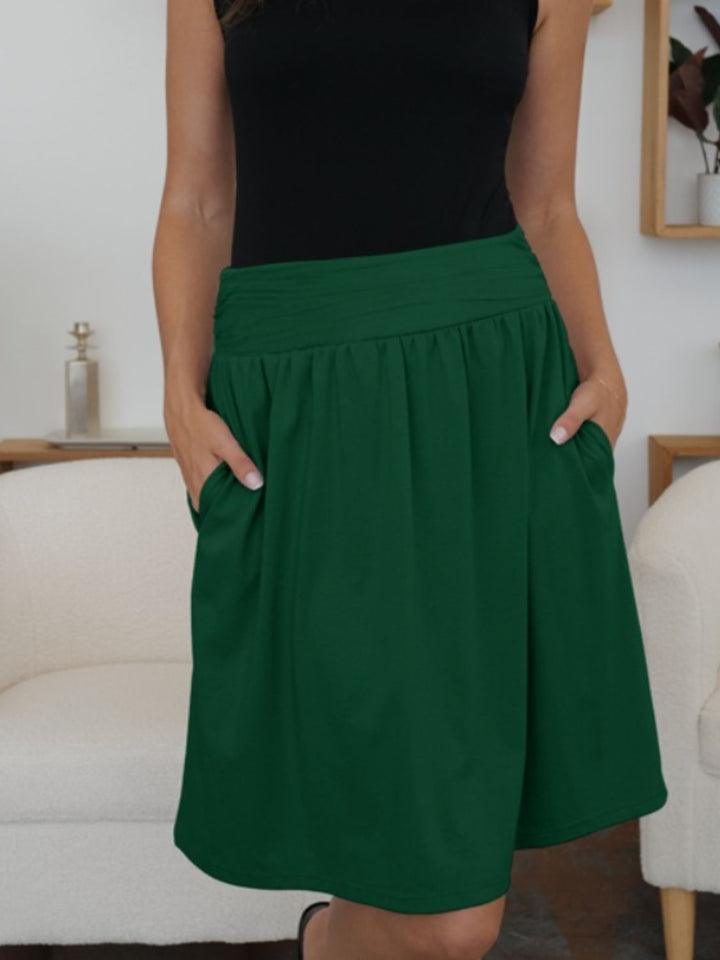 Elastic Waist Skirt with Pockets - SharpDuds