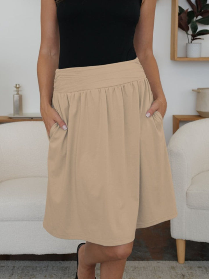 Elastic Waist Skirt with Pockets - SharpDuds