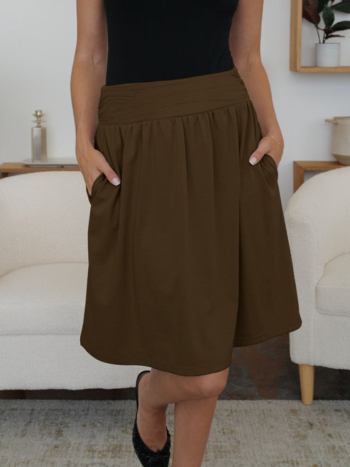 Elastic Waist Skirt with Pockets - SharpDuds