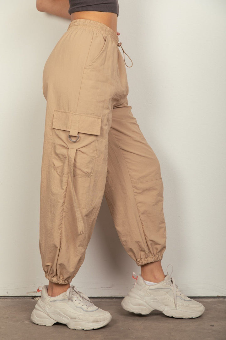 Elastic Waist Woven Cargo Pants - SharpDuds