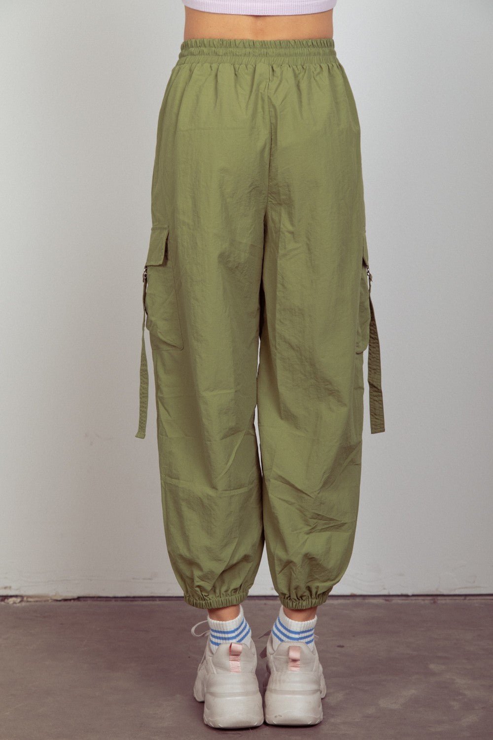 Elastic Waist Woven Cargo Pants - SharpDuds