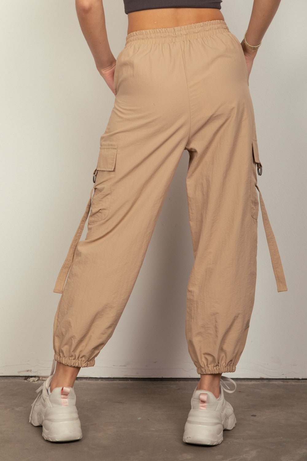 Elastic Waist Woven Cargo Pants - SharpDuds