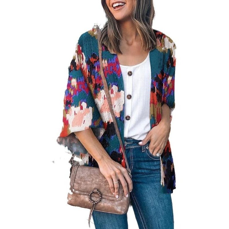 Fashion Flower Print Jacket - SharpDuds.com